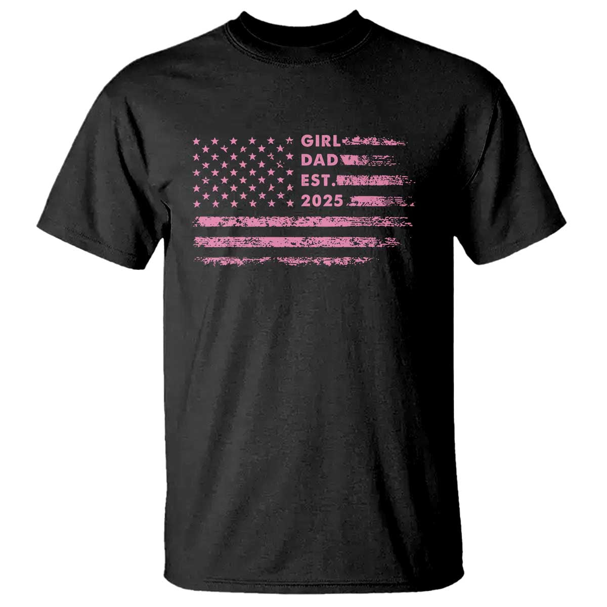 Girl Dad Est. 2025 T Shirt Expect Baby Fathers Day USA Flag