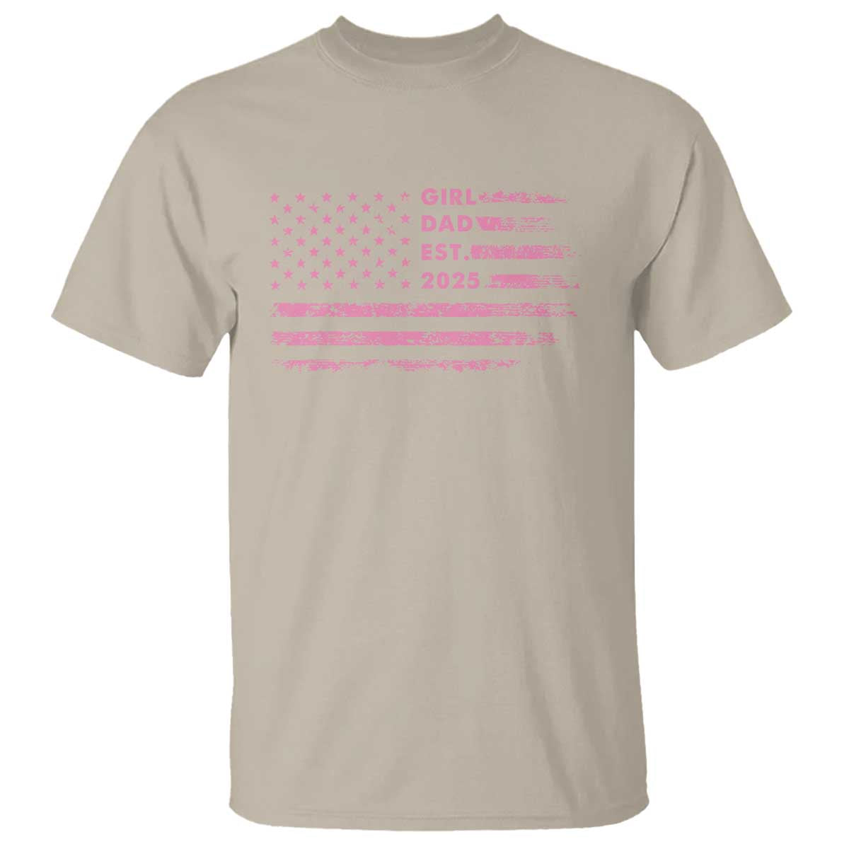 Girl Dad Est. 2025 T Shirt Expect Baby Fathers Day USA Flag