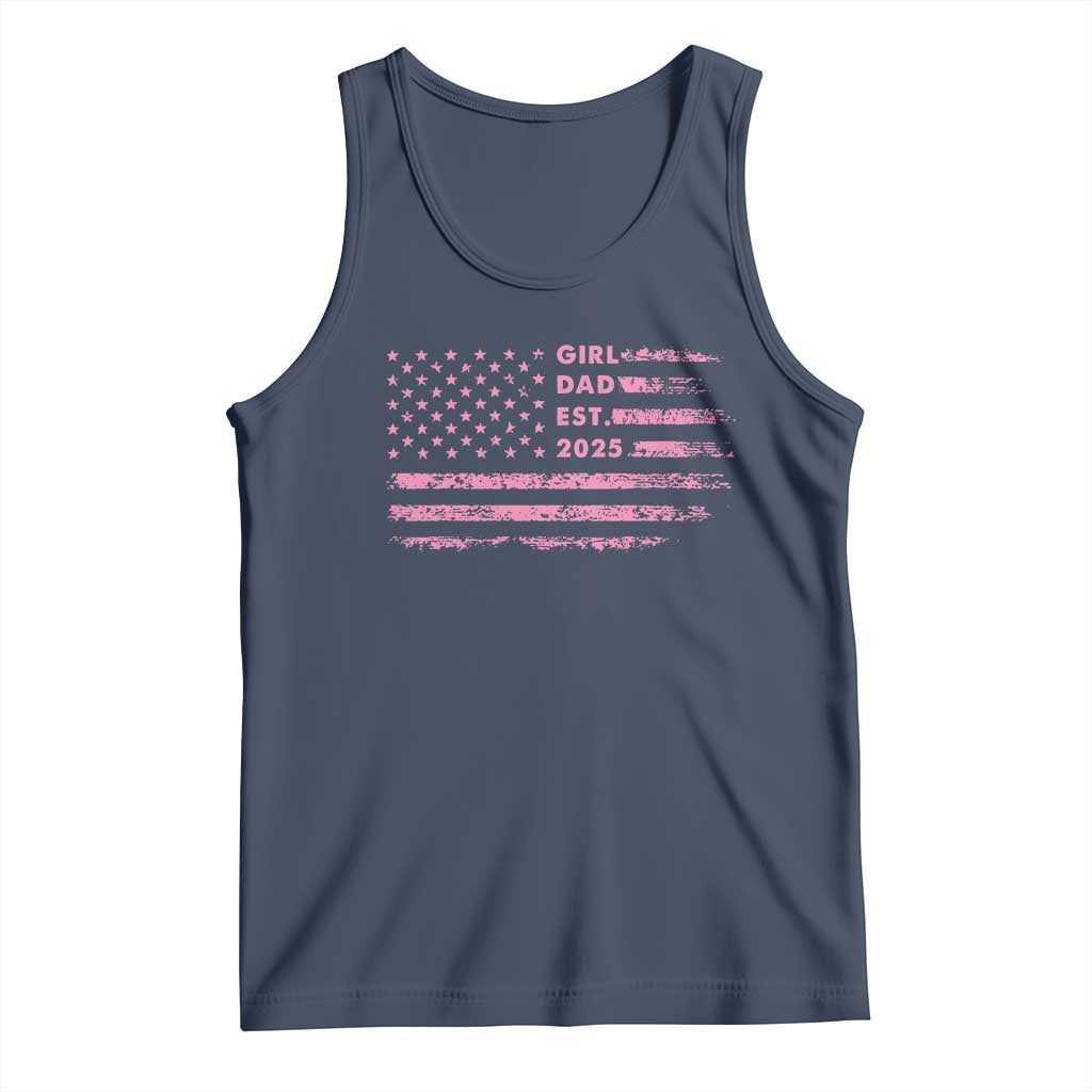Girl Dad Est. 2025 Tank Top Expect Baby Fathers Day USA Flag