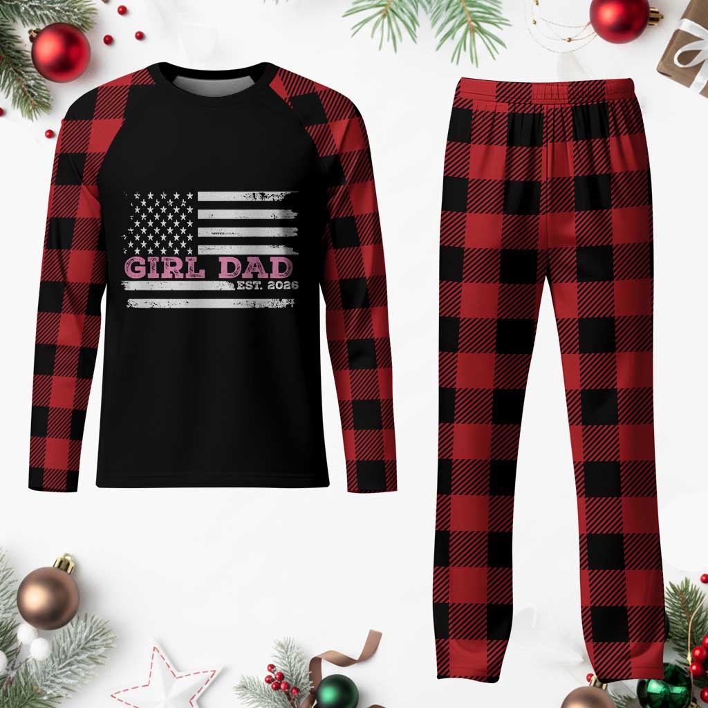 Personalised Dad Of Girl Plaid Pajama Set Custom Year Daddy Fathers Day USA Flag - Wonder Print Shop