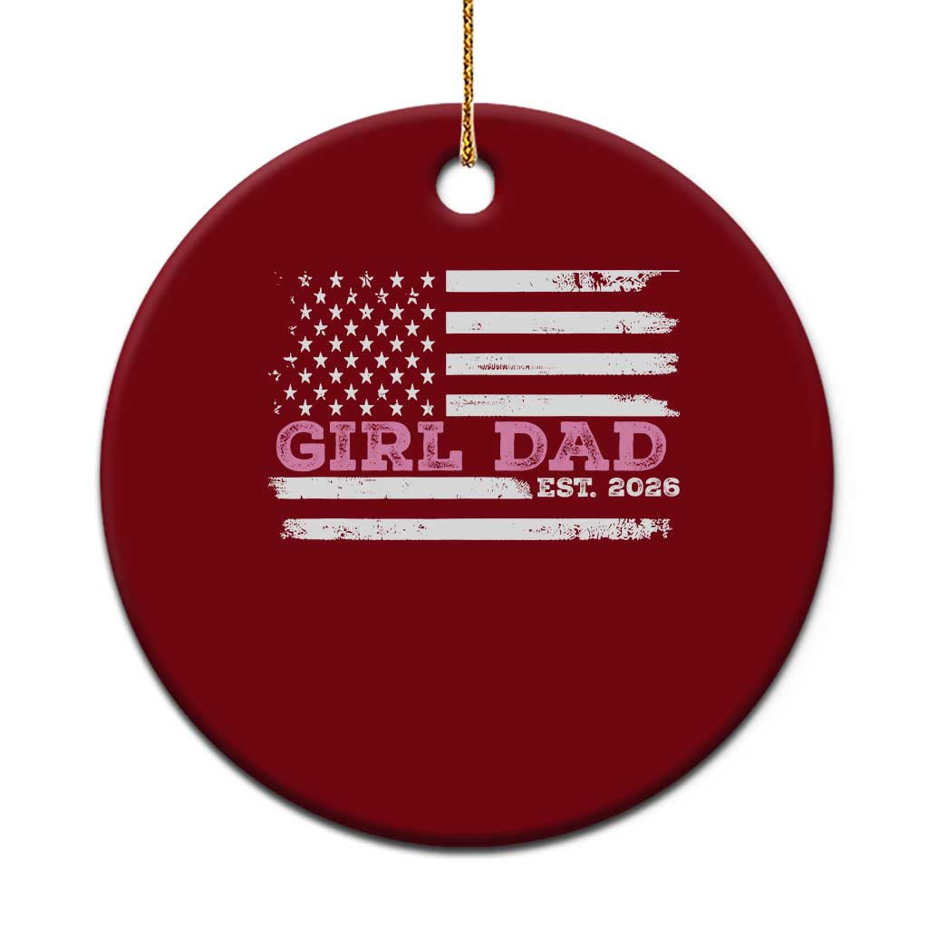 Personalised Dad Of Girl Ceramic Ornament Custom Year Daddy Fathers Day USA Flag - Wonder Print Shop
