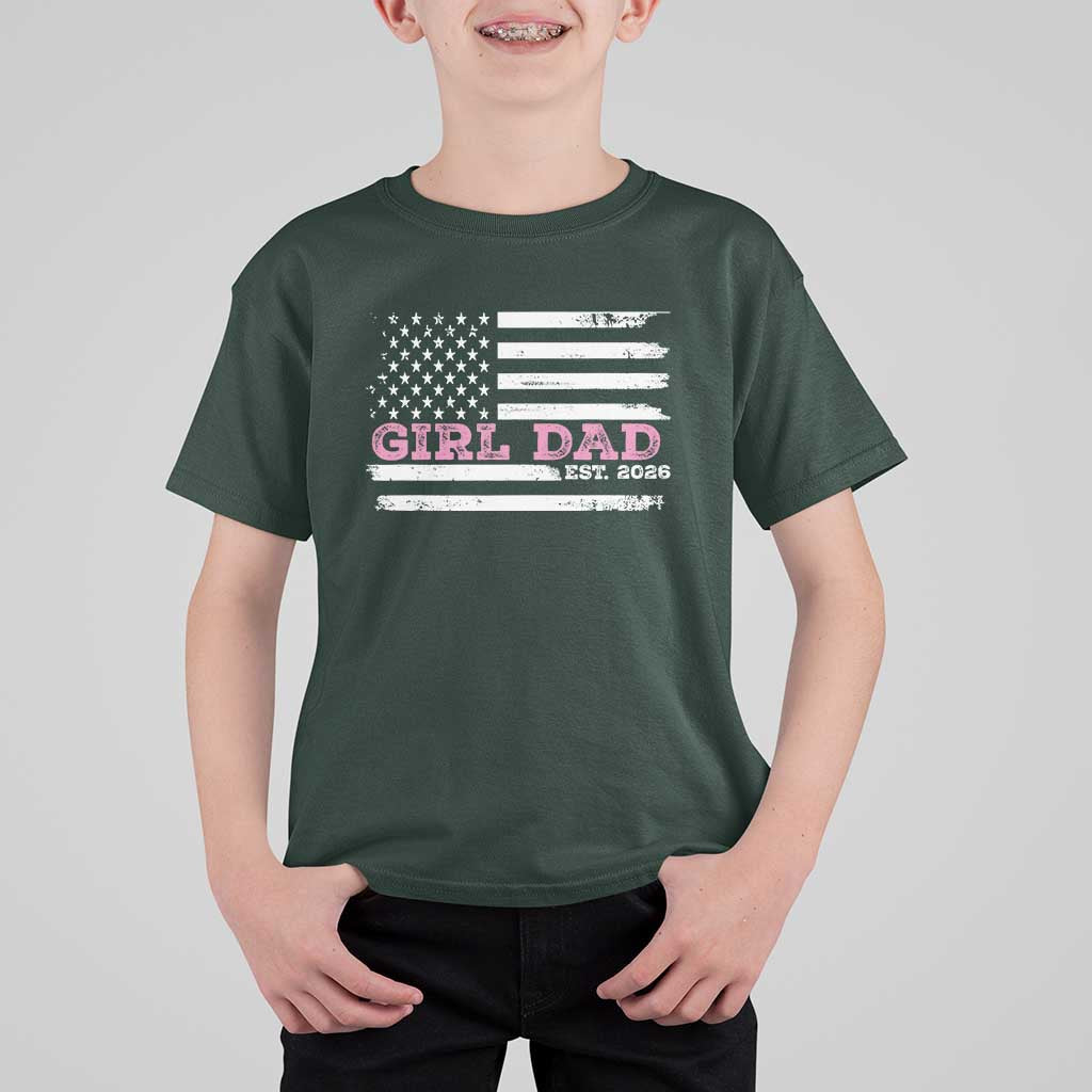 Personalised Dad Of Girl T Shirt For Kid Custom Year Daddy Fathers Day USA Flag - Wonder Print Shop