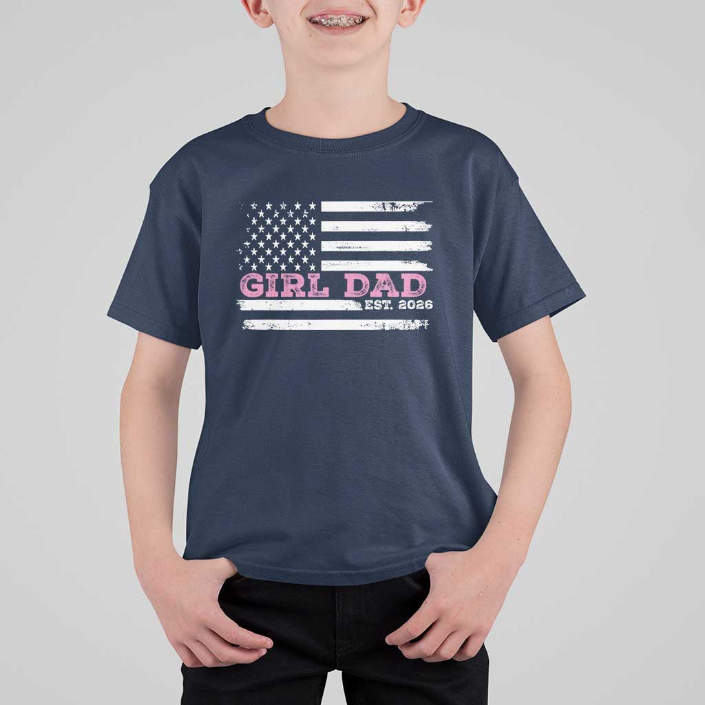 Personalised Dad Of Girl T Shirt For Kid Custom Year Daddy Fathers Day USA Flag - Wonder Print Shop