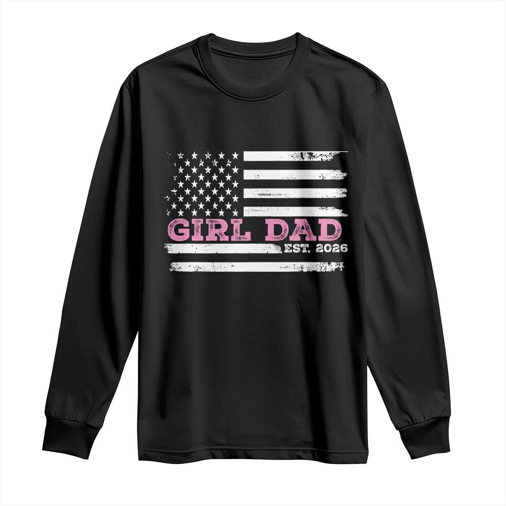 Personalised Dad Of Girl Long Sleeve Shirt Custom Year Daddy Fathers Day USA Flag - Wonder Print Shop