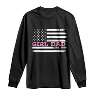 Personalised Dad Of Girl Long Sleeve Shirt Custom Year Daddy Fathers Day USA Flag - Wonder Print Shop
