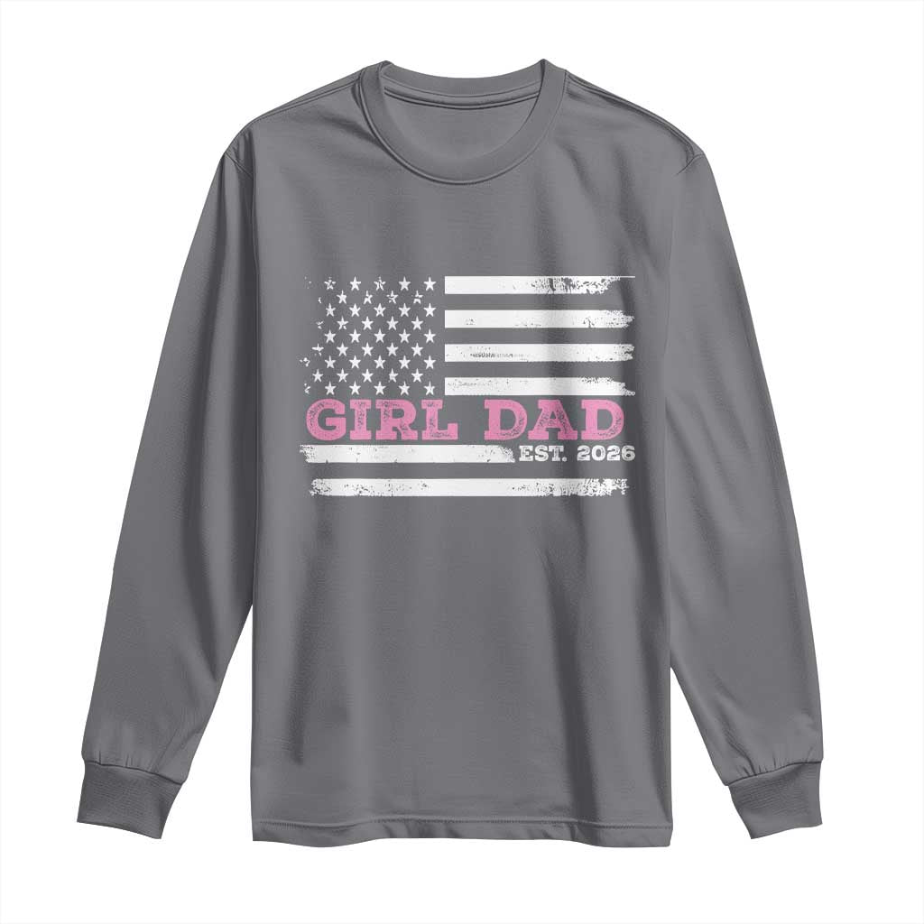Personalised Dad Of Girl Long Sleeve Shirt Custom Year Daddy Fathers Day USA Flag - Wonder Print Shop