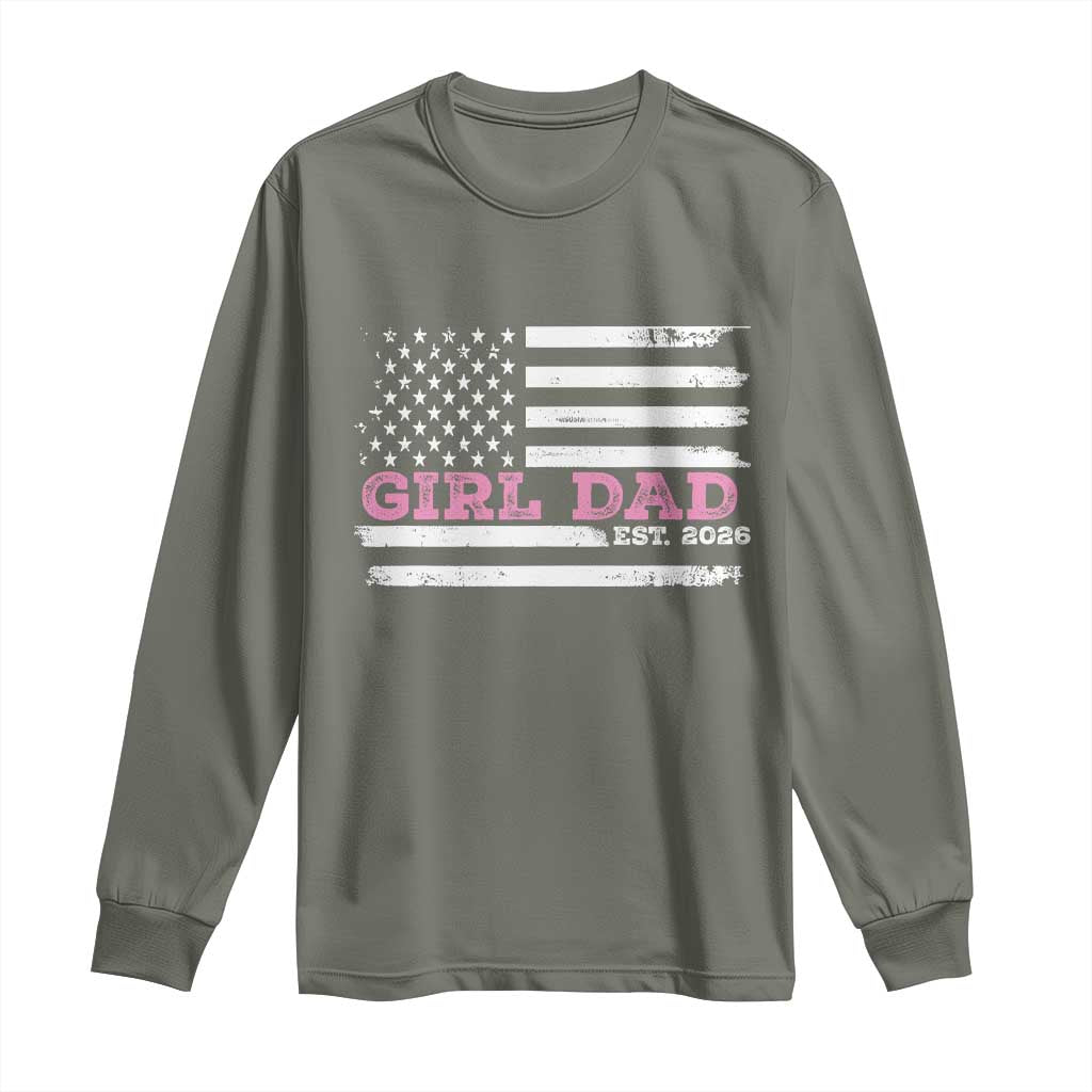 Personalised Dad Of Girl Long Sleeve Shirt Custom Year Daddy Fathers Day USA Flag - Wonder Print Shop