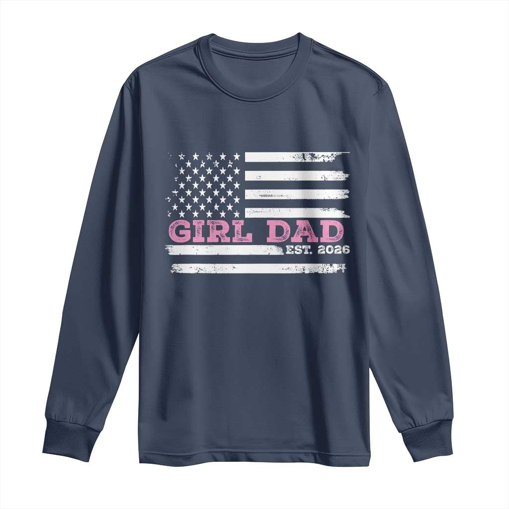 Personalised Dad Of Girl Long Sleeve Shirt Custom Year Daddy Fathers Day USA Flag - Wonder Print Shop