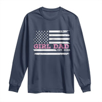 Personalised Dad Of Girl Long Sleeve Shirt Custom Year Daddy Fathers Day USA Flag - Wonder Print Shop
