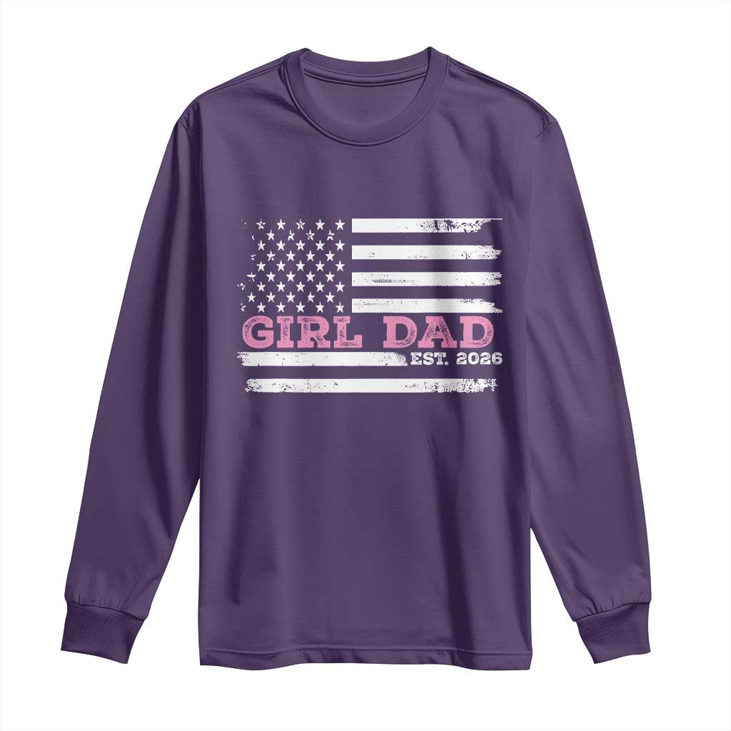 Personalised Dad Of Girl Long Sleeve Shirt Custom Year Daddy Fathers Day USA Flag - Wonder Print Shop