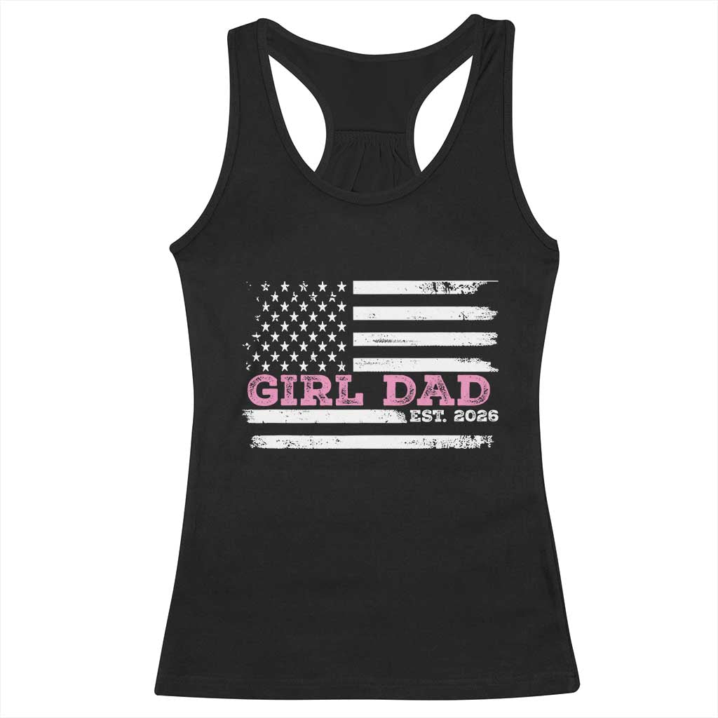 Personalised Dad Of Girl Racerback Tank Top Custom Year Daddy Fathers Day USA Flag - Wonder Print Shop
