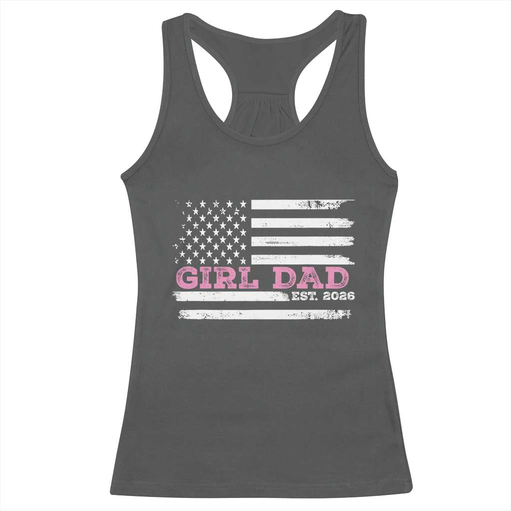 Personalised Dad Of Girl Racerback Tank Top Custom Year Daddy Fathers Day USA Flag - Wonder Print Shop