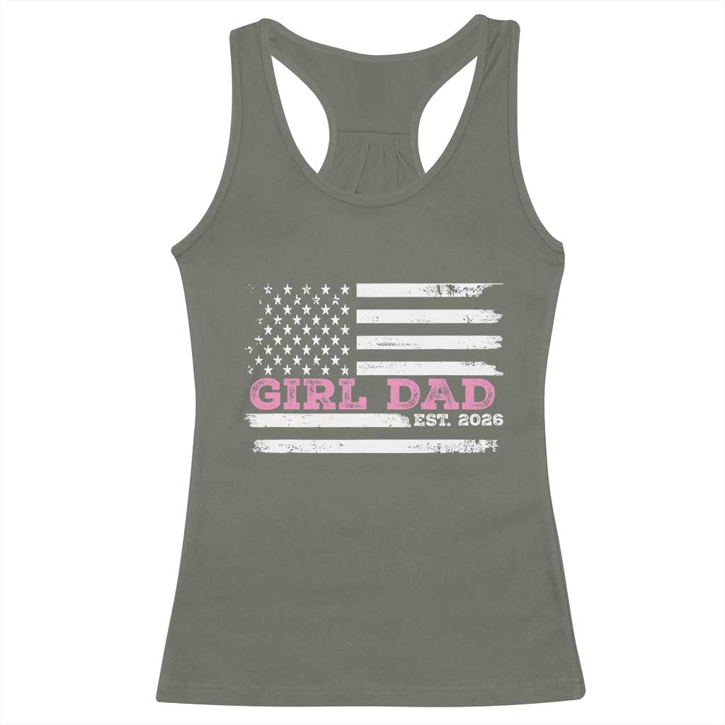 Personalised Dad Of Girl Racerback Tank Top Custom Year Daddy Fathers Day USA Flag - Wonder Print Shop