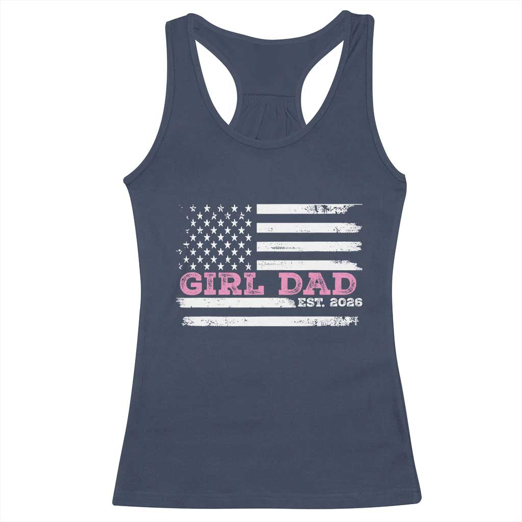 Personalised Dad Of Girl Racerback Tank Top Custom Year Daddy Fathers Day USA Flag - Wonder Print Shop