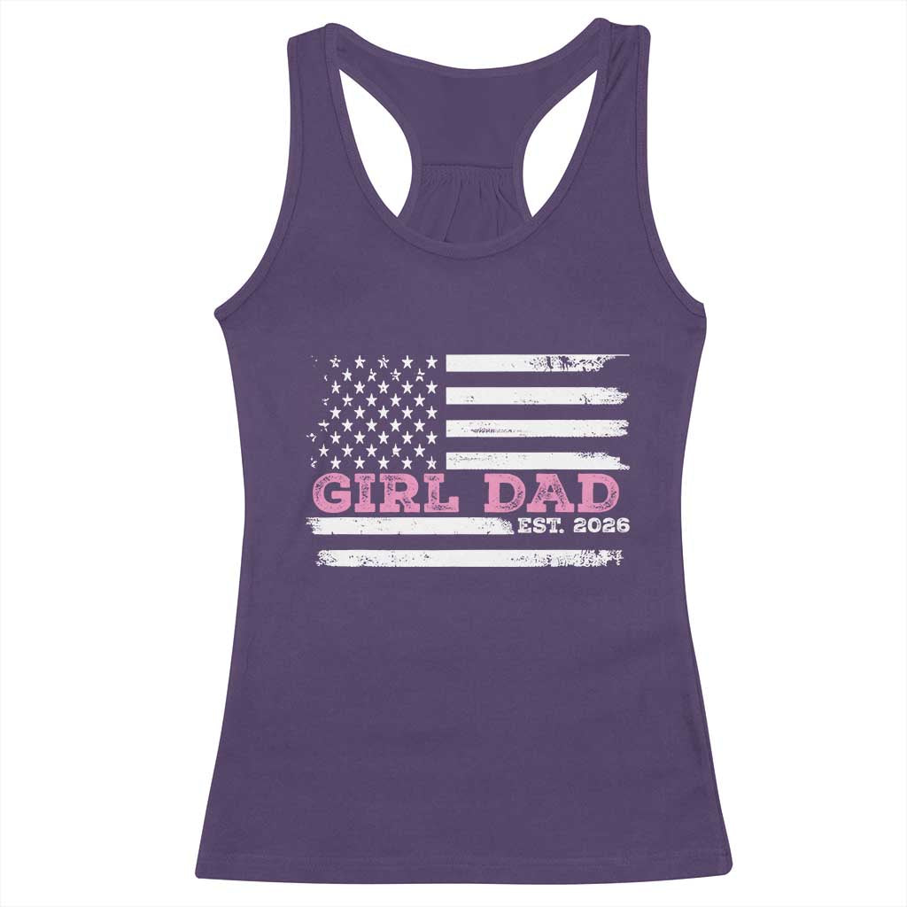 Personalised Dad Of Girl Racerback Tank Top Custom Year Daddy Fathers Day USA Flag - Wonder Print Shop