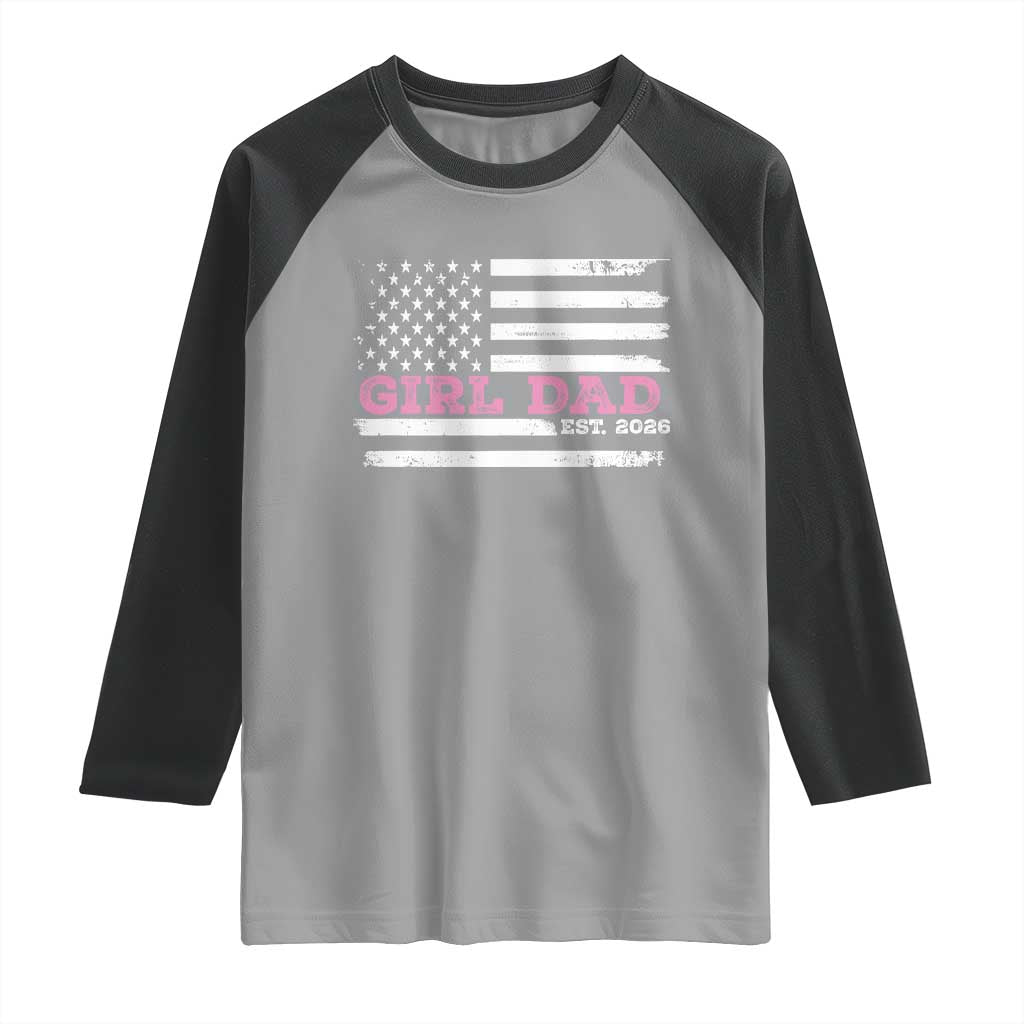 Personalised Dad Of Girl Raglan Shirt Custom Year Daddy Fathers Day USA Flag - Wonder Print Shop