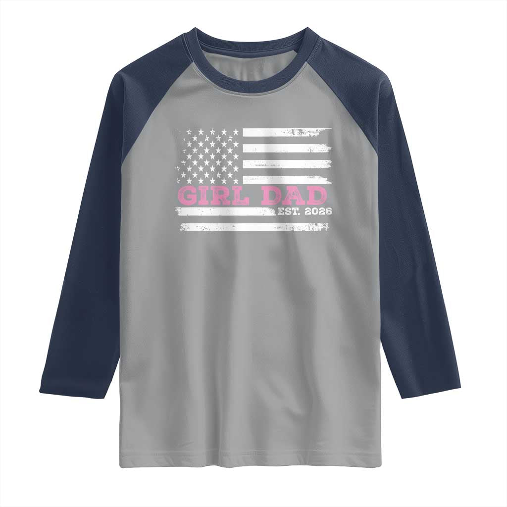 Personalised Dad Of Girl Raglan Shirt Custom Year Daddy Fathers Day USA Flag - Wonder Print Shop
