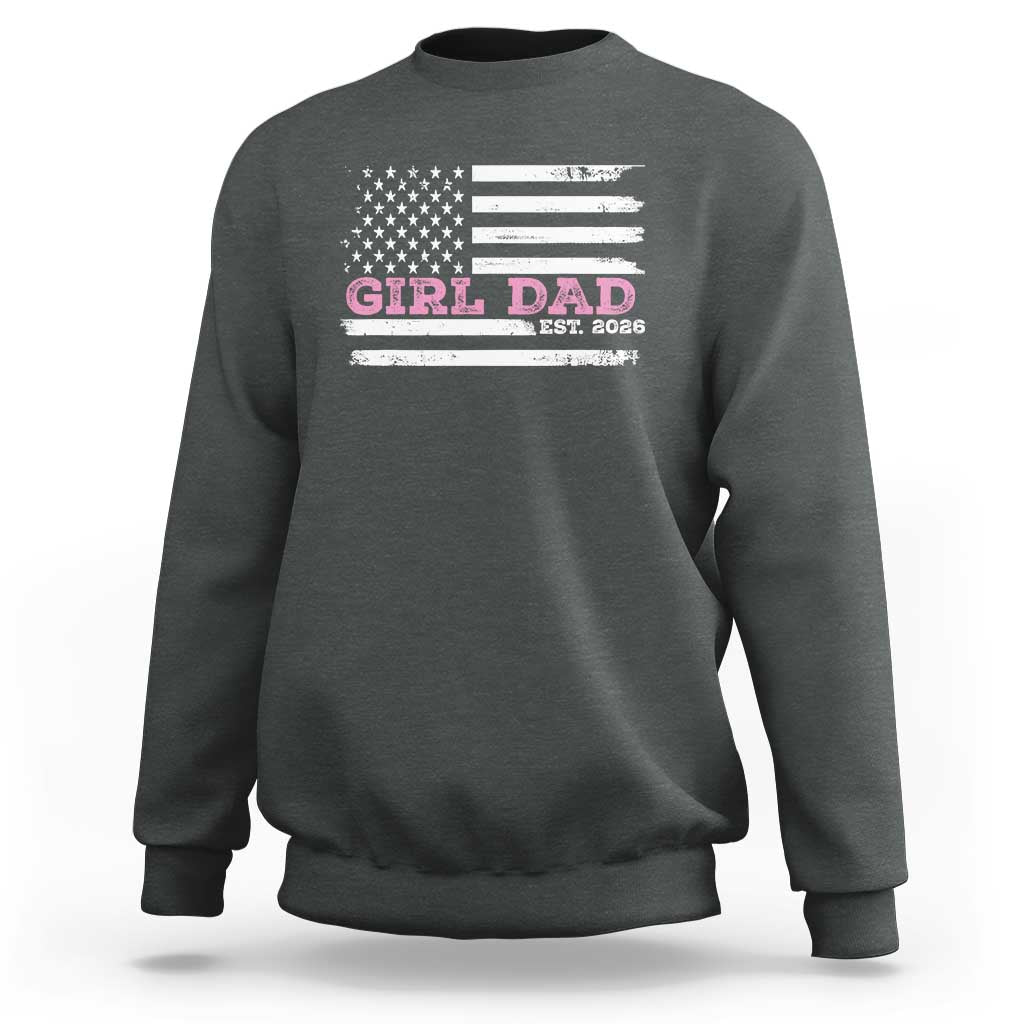 Personalised Dad Of Girl Sweatshirt Custom Year Daddy Fathers Day USA Flag - Wonder Print Shop