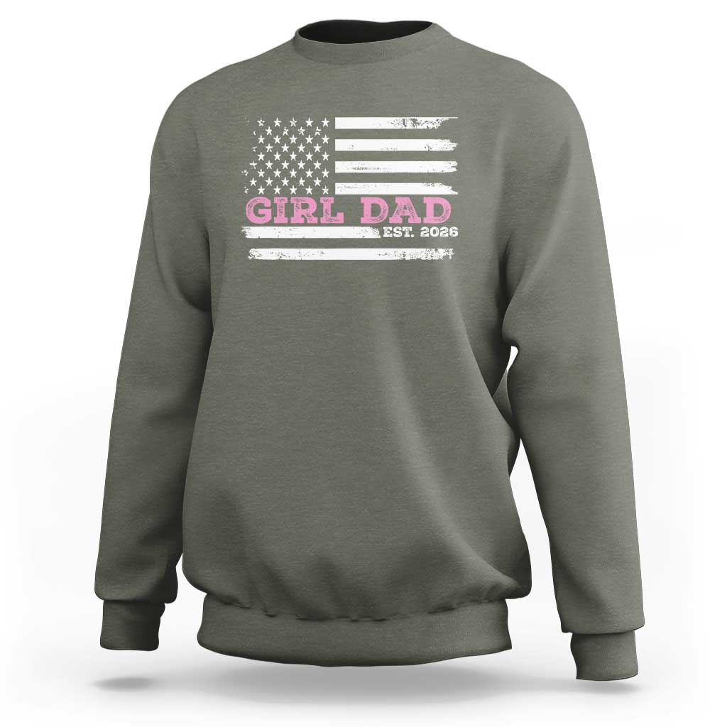 Personalised Dad Of Girl Sweatshirt Custom Year Daddy Fathers Day USA Flag - Wonder Print Shop