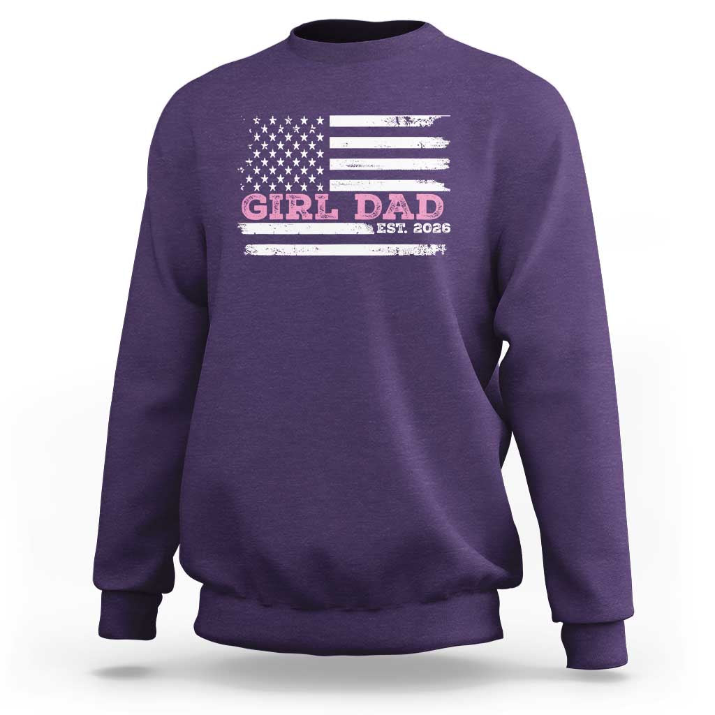 Personalised Dad Of Girl Sweatshirt Custom Year Daddy Fathers Day USA Flag - Wonder Print Shop