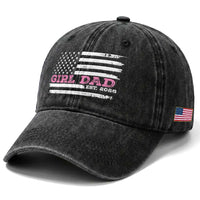 Personalised Dad Of Girl Washed Cotton Baseball Cap Custom Year Daddy Fathers Day USA Flag