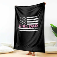 Dad Of Girl Est. 2026 Throw Blanket Daddy Fathers Day USA Flag - Wonder Print Shop