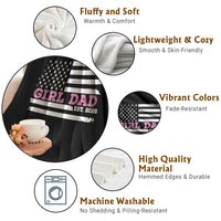 Dad Of Girl Est. 2026 Throw Blanket Daddy Fathers Day USA Flag - Wonder Print Shop