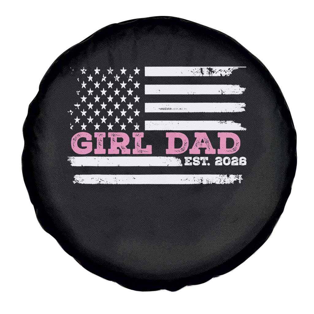 Dad Of Girl Est. 2026 Spare Tire Cover Daddy Fathers Day USA Flag - Wonder Print Shop