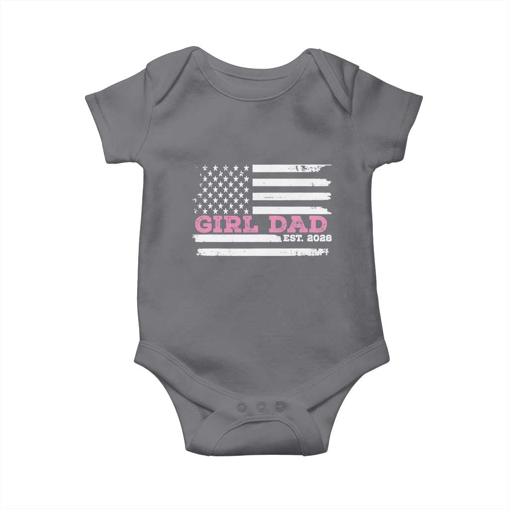 Dad Of Girl Est. 2026 Baby Onesie Daddy Fathers Day USA Flag - Wonder Print Shop