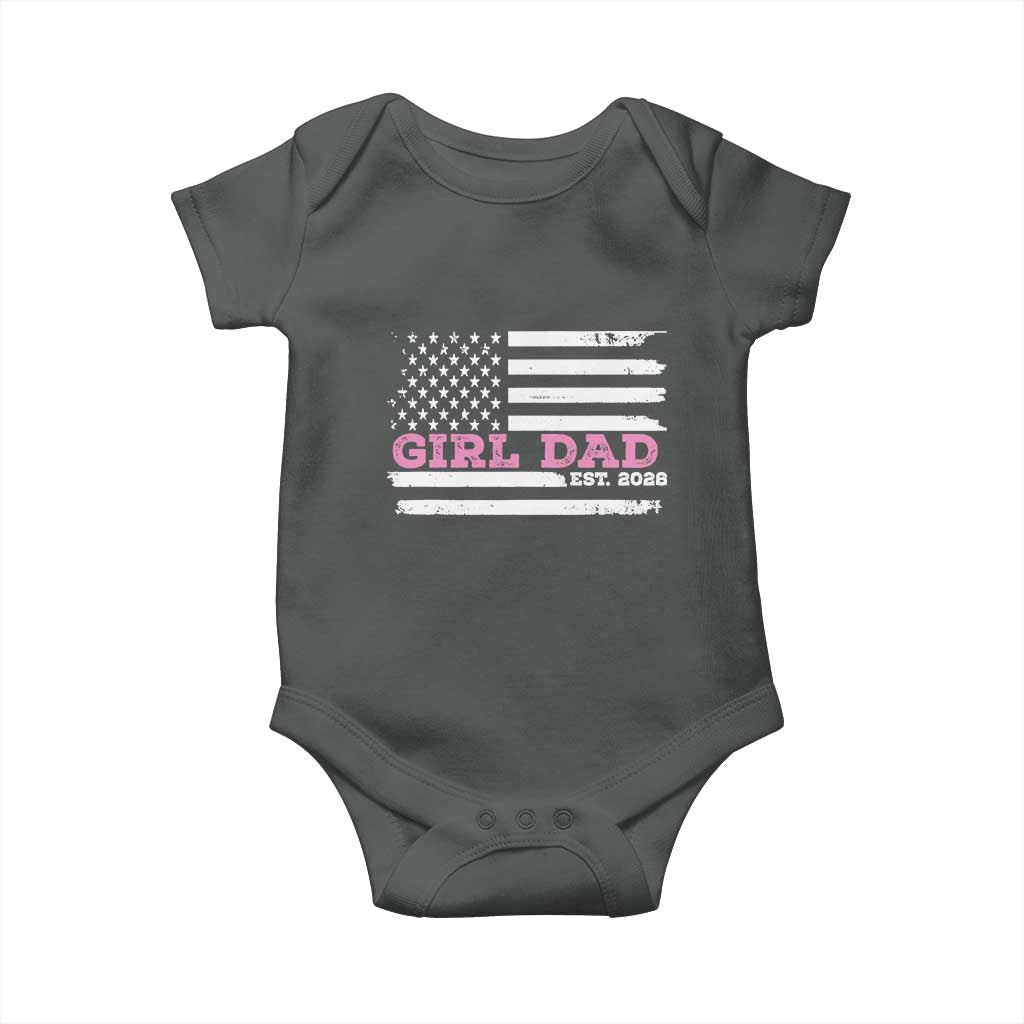 Dad Of Girl Est. 2026 Baby Onesie Daddy Fathers Day USA Flag - Wonder Print Shop