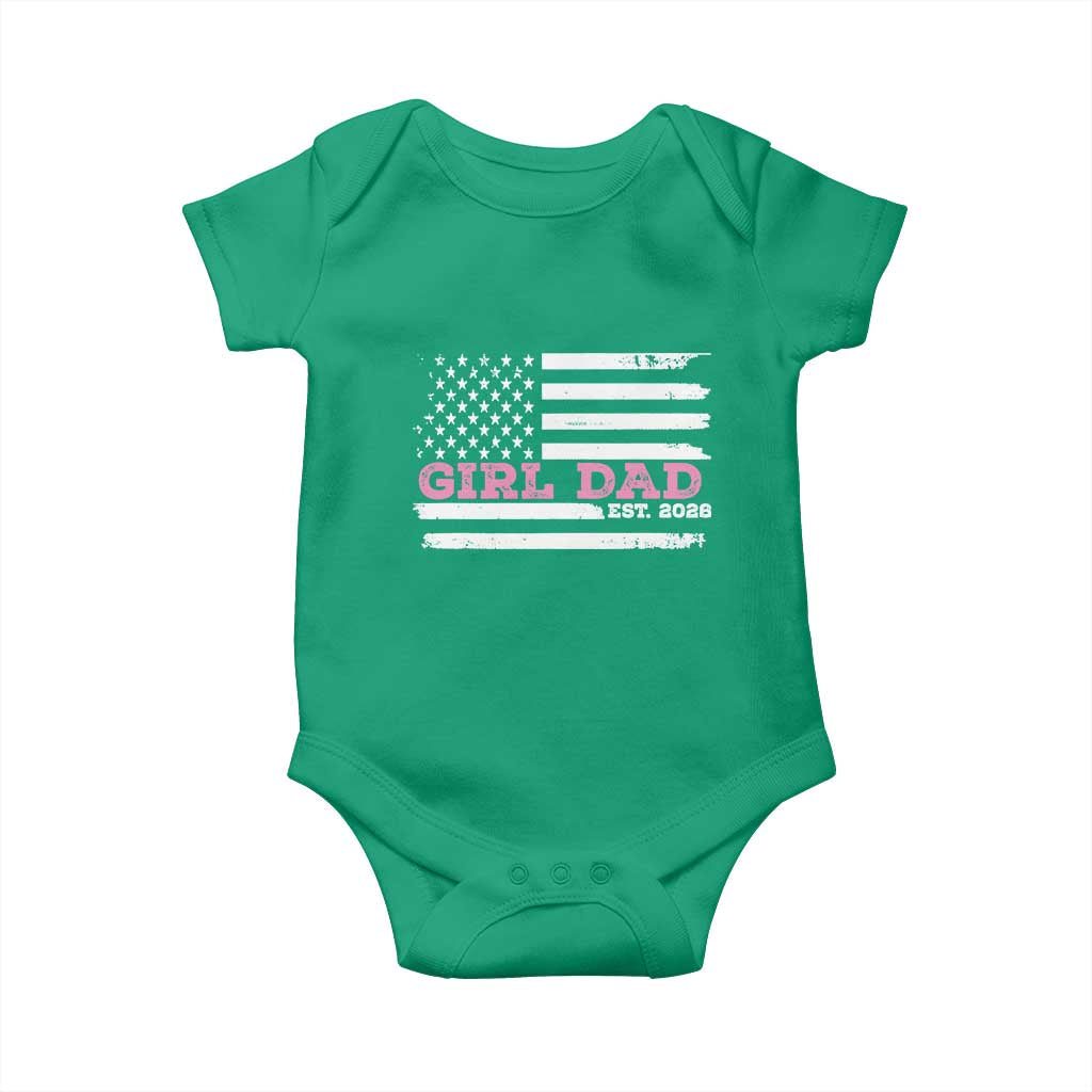 Dad Of Girl Est. 2026 Baby Onesie Daddy Fathers Day USA Flag - Wonder Print Shop