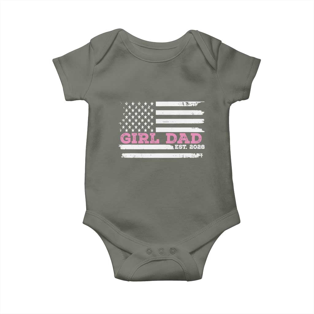 Dad Of Girl Est. 2026 Baby Onesie Daddy Fathers Day USA Flag - Wonder Print Shop