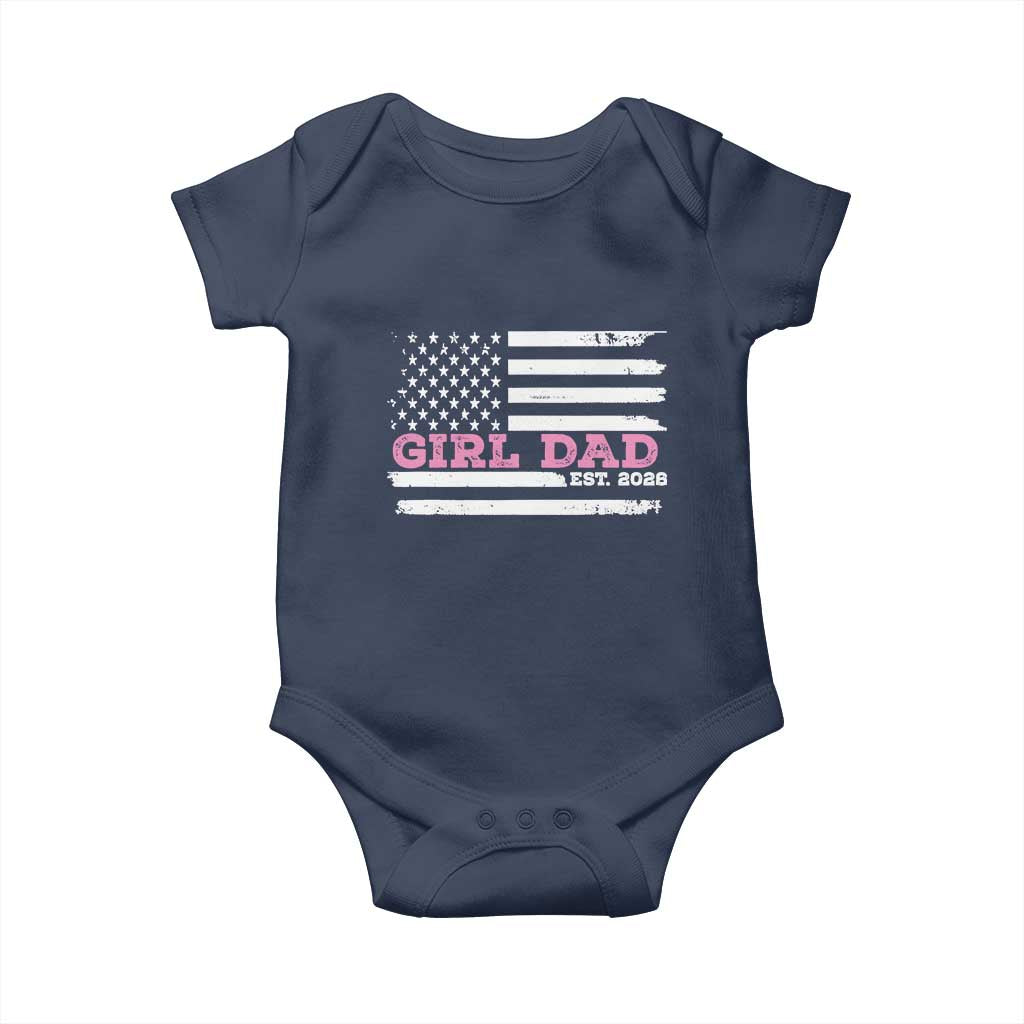 Dad Of Girl Est. 2026 Baby Onesie Daddy Fathers Day USA Flag - Wonder Print Shop