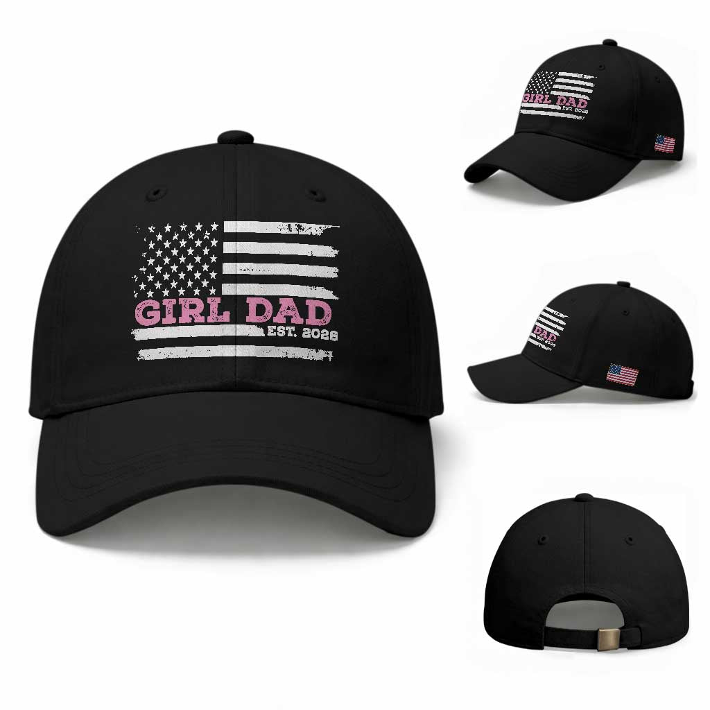 Dad Of Girl Est. 2026 Baseball Cap Daddy Fathers Day USA Flag