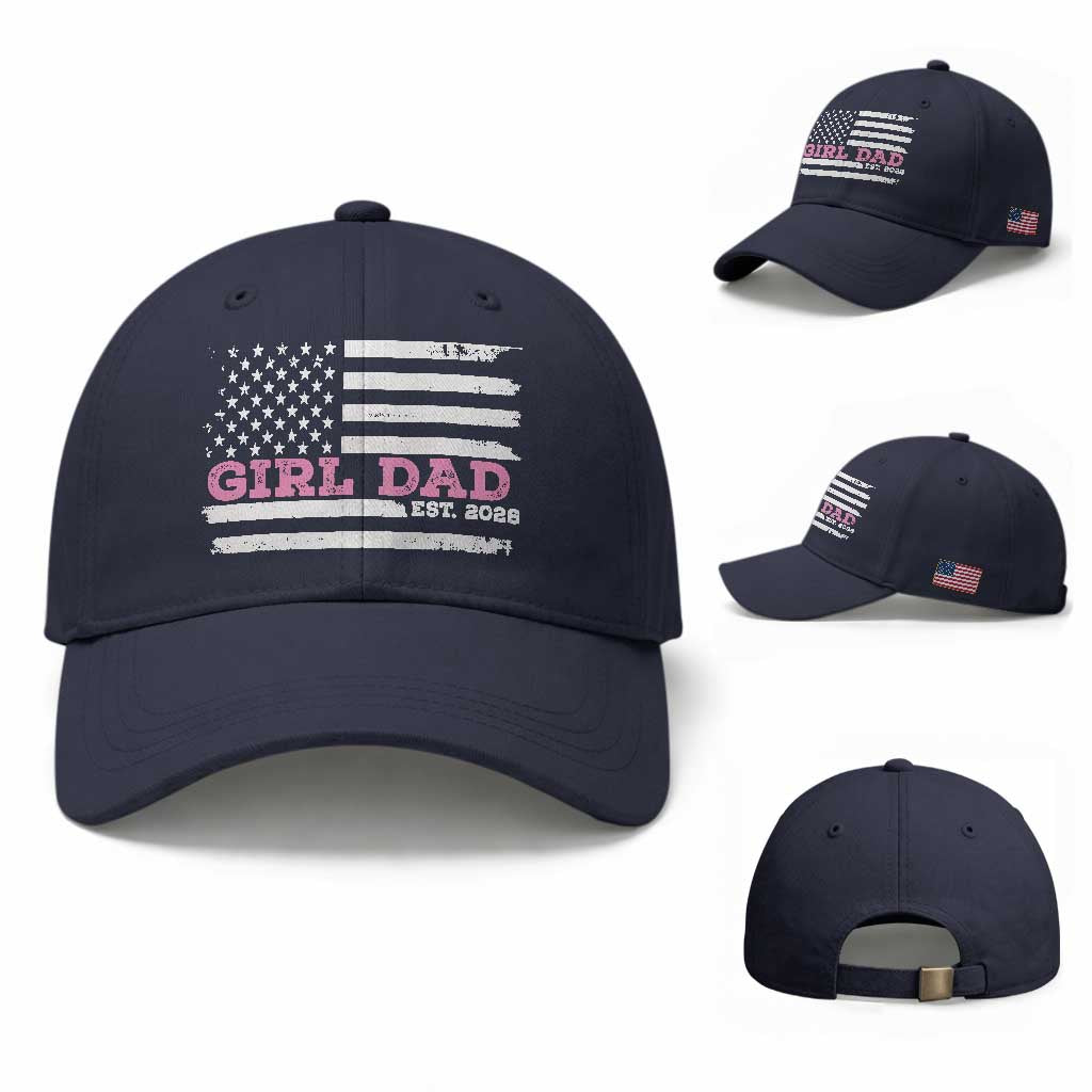 Dad Of Girl Est. 2026 Baseball Cap Daddy Fathers Day USA Flag