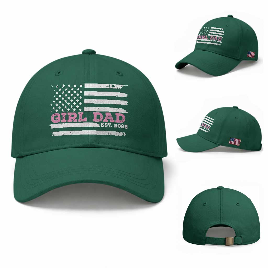 Dad Of Girl Est. 2026 Baseball Cap Daddy Fathers Day USA Flag