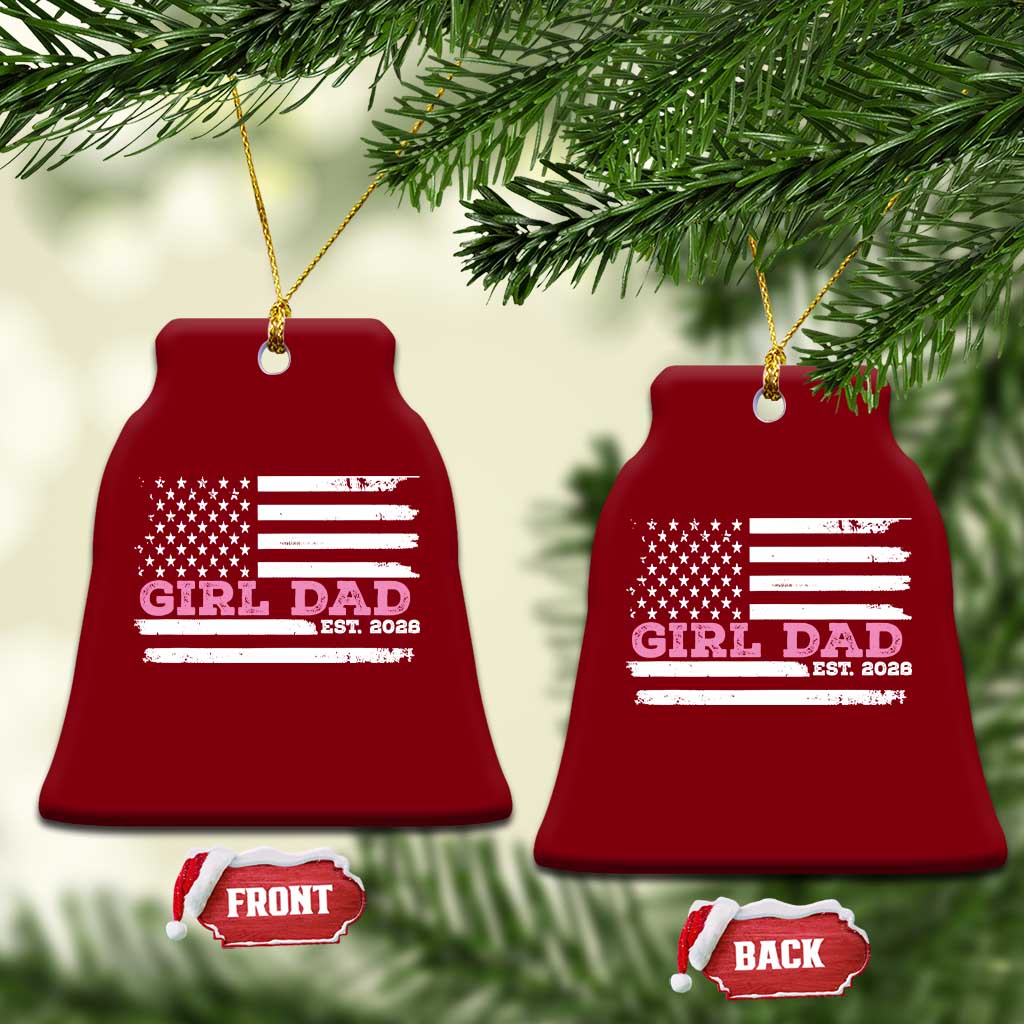 Dad Of Girl Est. 2026 Ceramic Ornament Daddy Fathers Day USA Flag - Wonder Print Shop
