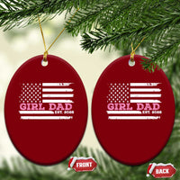 Dad Of Girl Est. 2026 Ceramic Ornament Daddy Fathers Day USA Flag - Wonder Print Shop