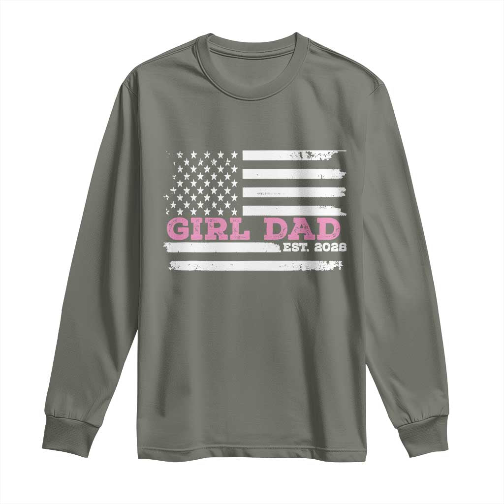 Dad Of Girl Est. 2026 Long Sleeve Shirt Daddy Fathers Day USA Flag - Wonder Print Shop
