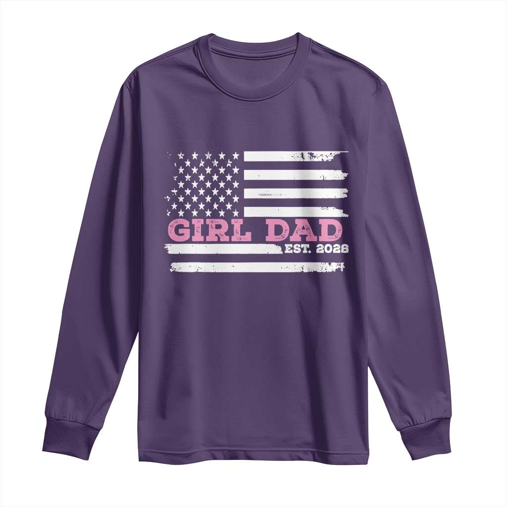 Dad Of Girl Est. 2026 Long Sleeve Shirt Daddy Fathers Day USA Flag - Wonder Print Shop