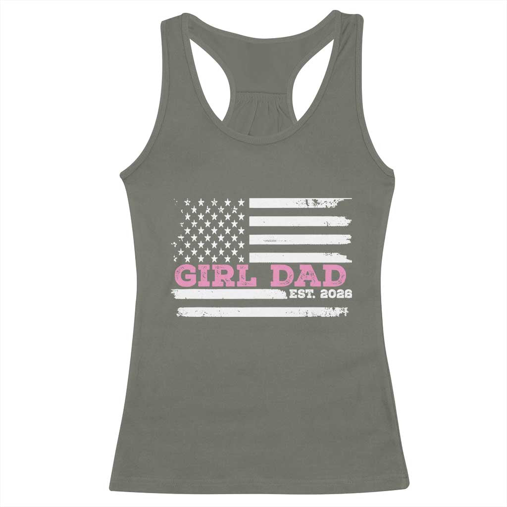 Dad Of Girl Est. 2026 Racerback Tank Top Daddy Fathers Day USA Flag - Wonder Print Shop