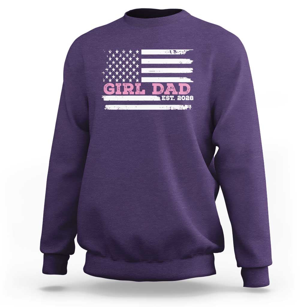 Dad Of Girl Est. 2026 Sweatshirt Daddy Fathers Day USA Flag - Wonder Print Shop