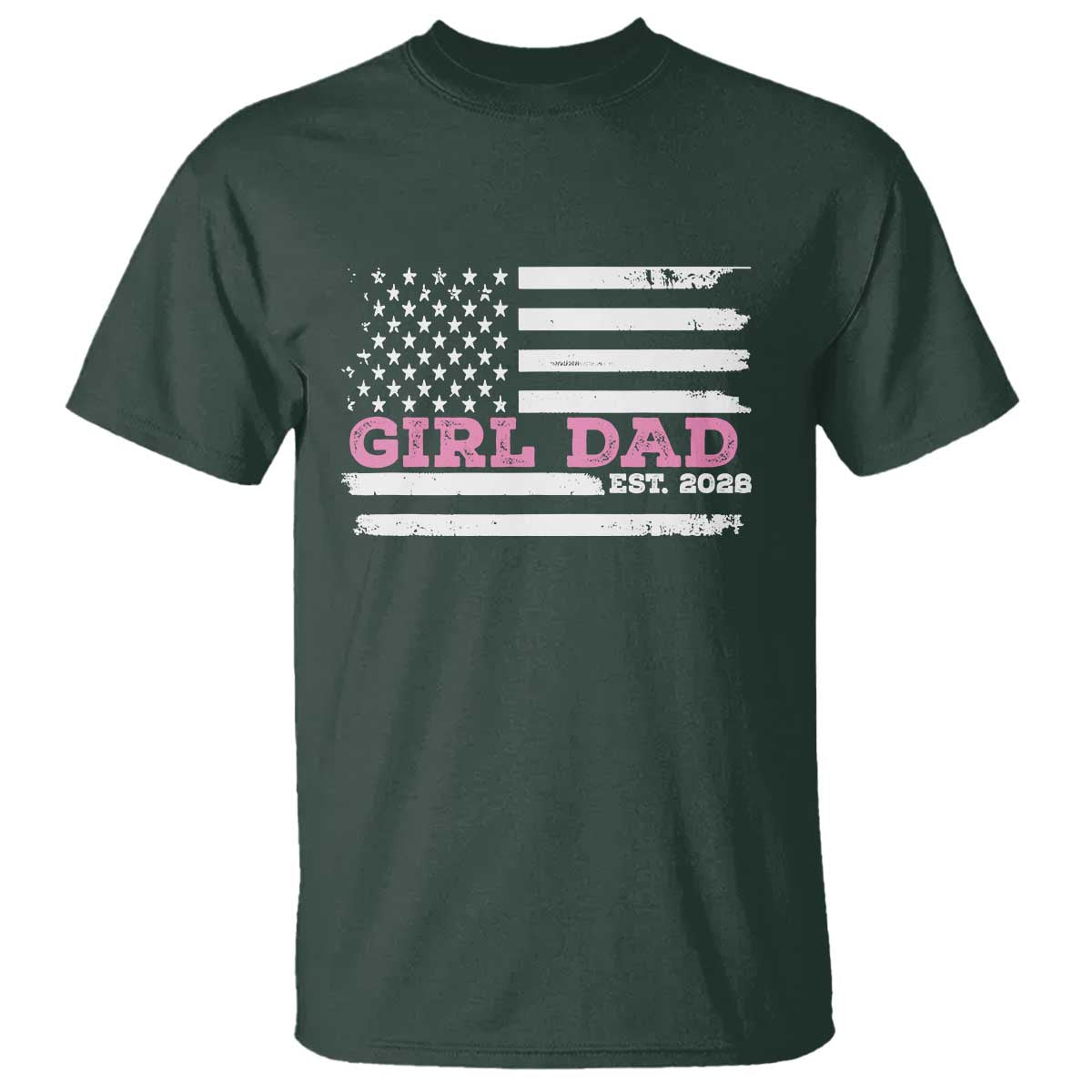 Dad Of Girl Est. 2026 T Shirt Daddy Fathers Day USA Flag - Wonder Print Shop