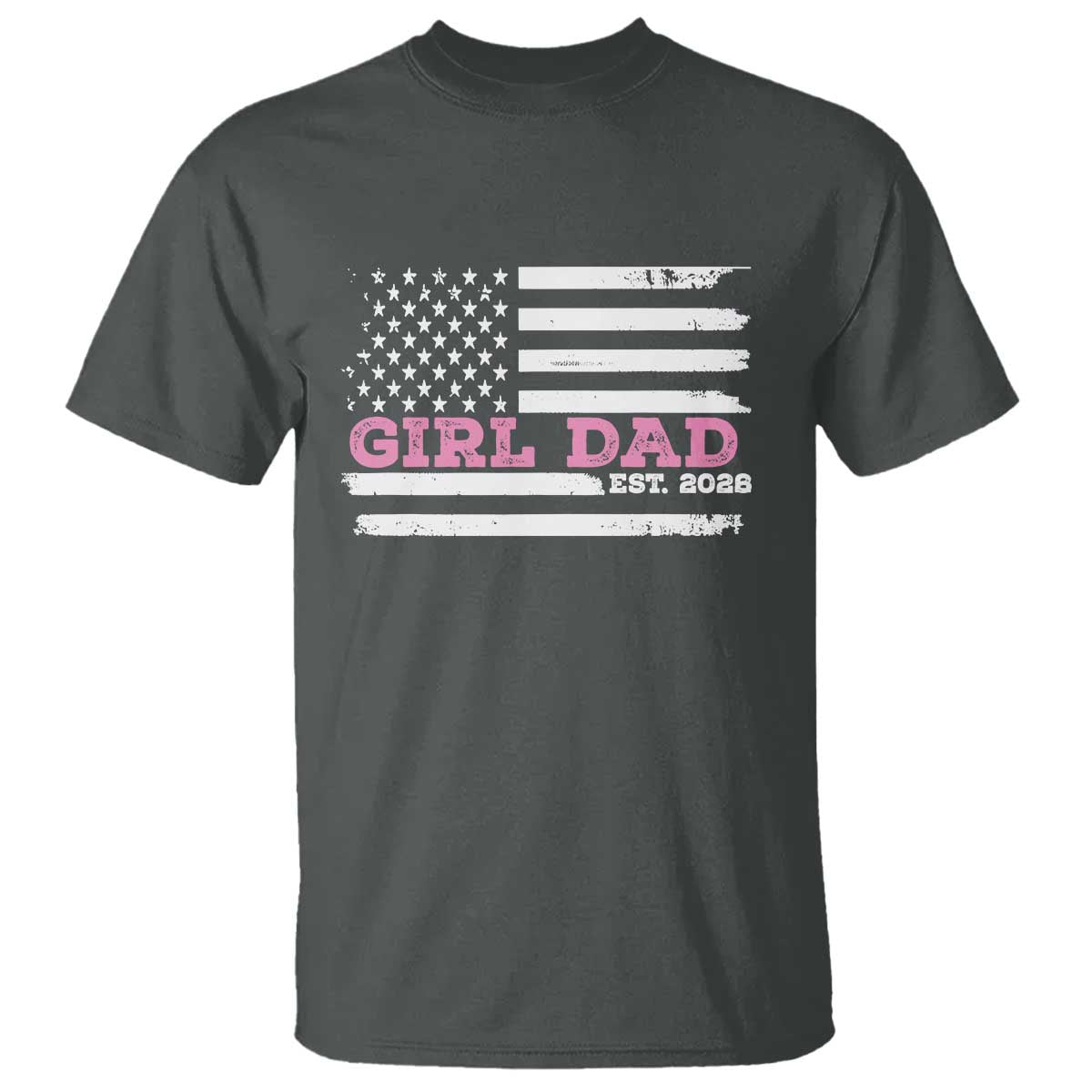 Dad Of Girl Est. 2026 T Shirt Daddy Fathers Day USA Flag - Wonder Print Shop