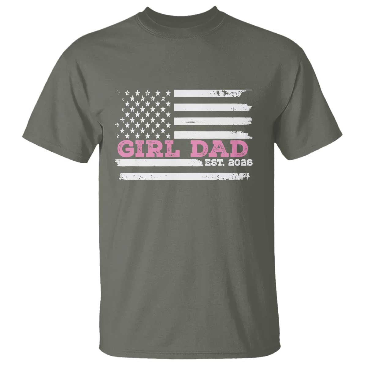 Dad Of Girl Est. 2026 T Shirt Daddy Fathers Day USA Flag - Wonder Print Shop