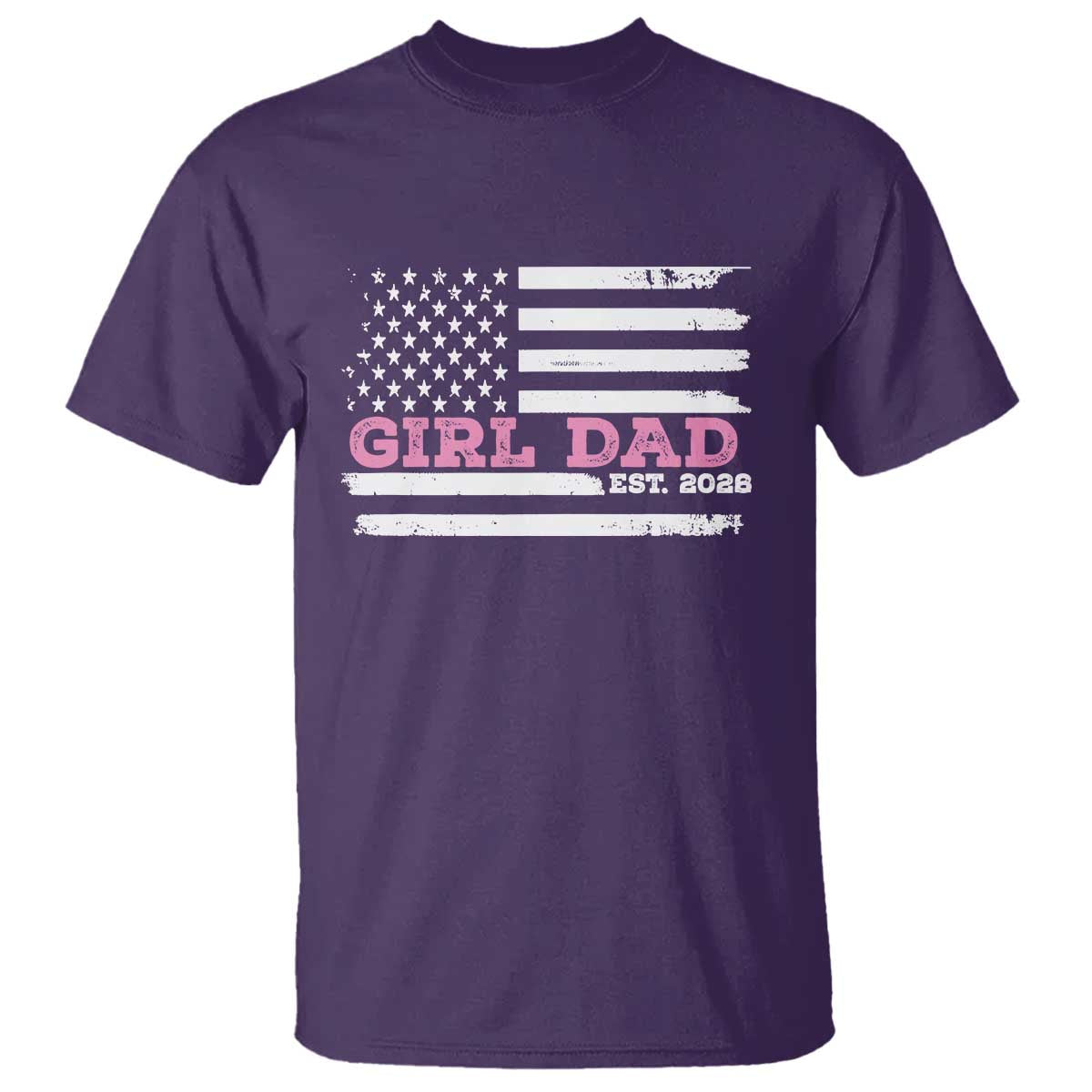 Dad Of Girl Est. 2026 T Shirt Daddy Fathers Day USA Flag - Wonder Print Shop
