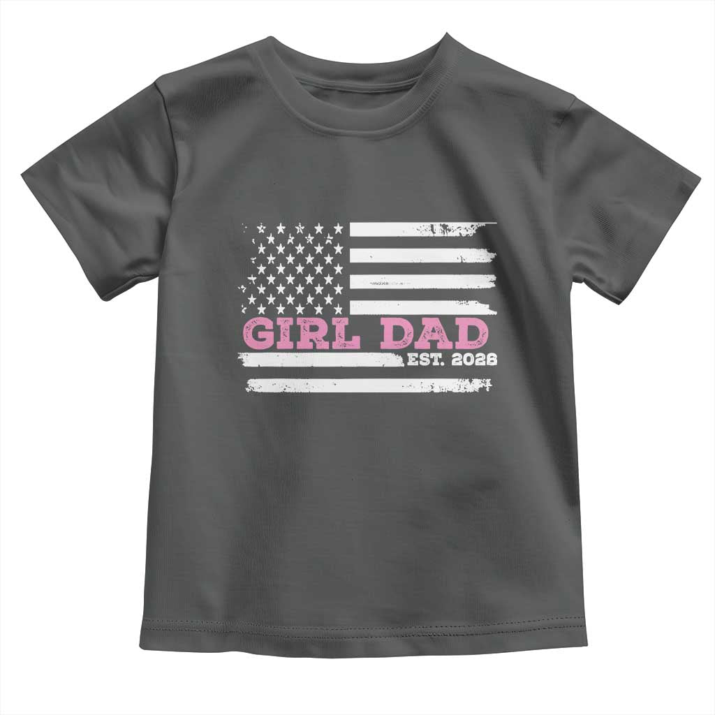 Dad Of Girl Est. 2026 Toddler T Shirt Daddy Fathers Day USA Flag - Wonder Print Shop