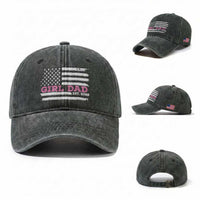 Dad Of Girl Est. 2026 Washed Cotton Baseball Cap Daddy Fathers Day USA Flag