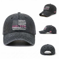 Dad Of Girl Est. 2026 Washed Cotton Baseball Cap Daddy Fathers Day USA Flag