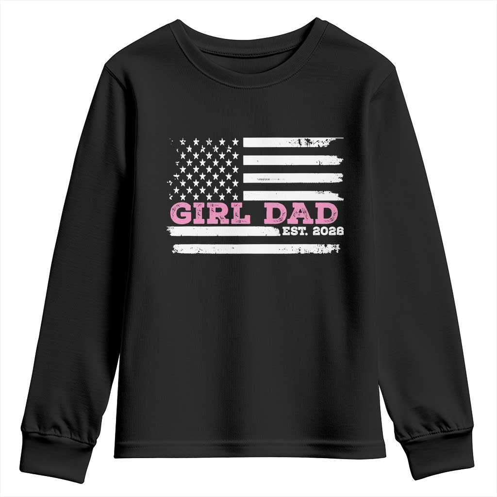 Dad Of Girl Est. 2026 Youth Sweatshirt Daddy Fathers Day USA Flag - Wonder Print Shop